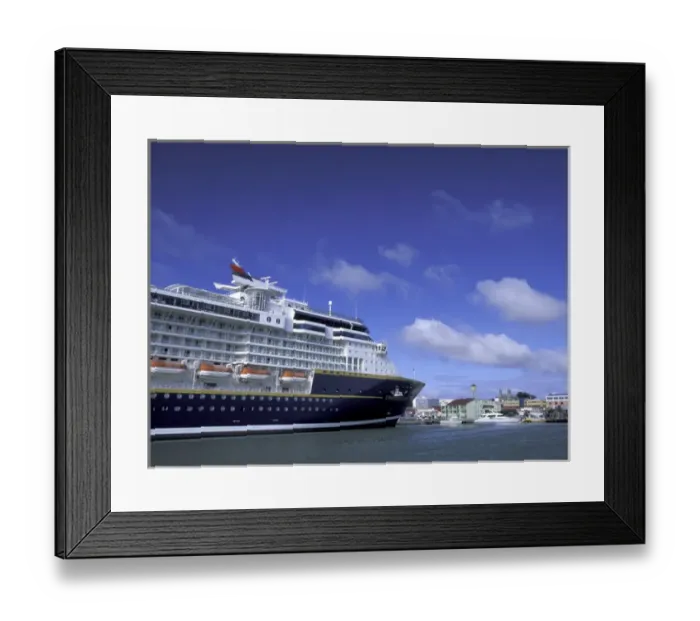 Framed Print : Caribbean, Antigua, Barbuda, St. John s. Town view and cruiseship Framed Print : Caribbean, Antigua, Barbuda, St. John s. Town view and cruiseship