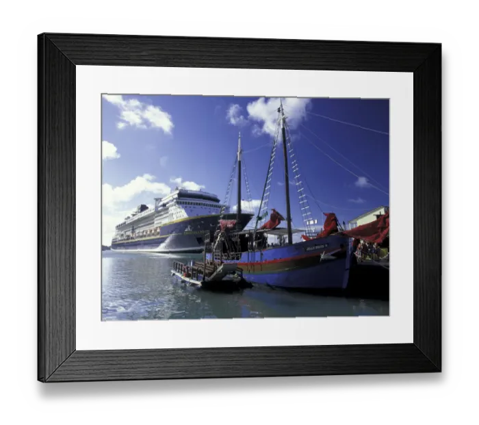 Framed Print : Caribbean, Antigua, Barbuda, St. John s. Heritage Quay and cruiseship