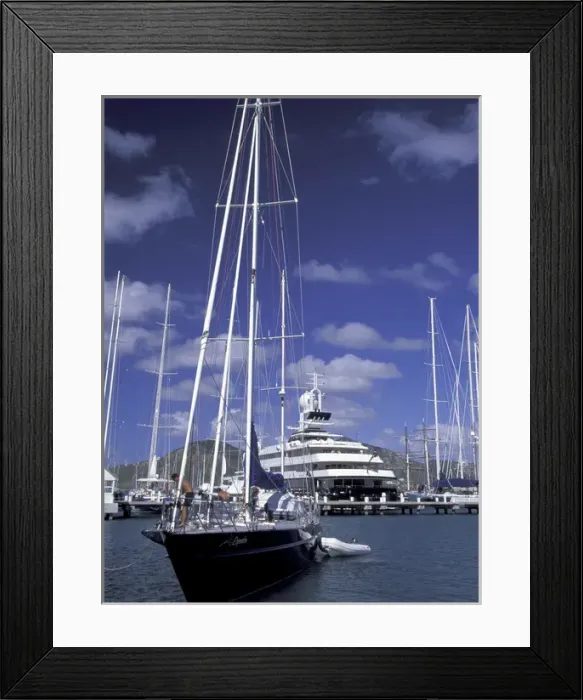 Framed Print : Caribbean, Antigua, Barbuda, English Harbour. Morning view of yacht harbor Framed Print : Caribbean, Antigua, Barbuda, English Harbour. Morning view of yacht harbor