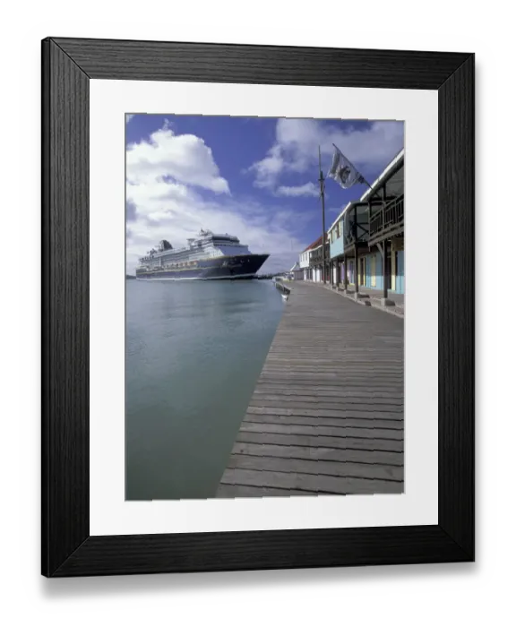 Framed Print : Caribbean, Antigua & Barbuda, Antigua, St. Johns Redcliffe Quay and cruiseship Framed Print : Caribbean, Antigua & Barbuda, Antigua, St. Johns Redcliffe Quay and cruiseship