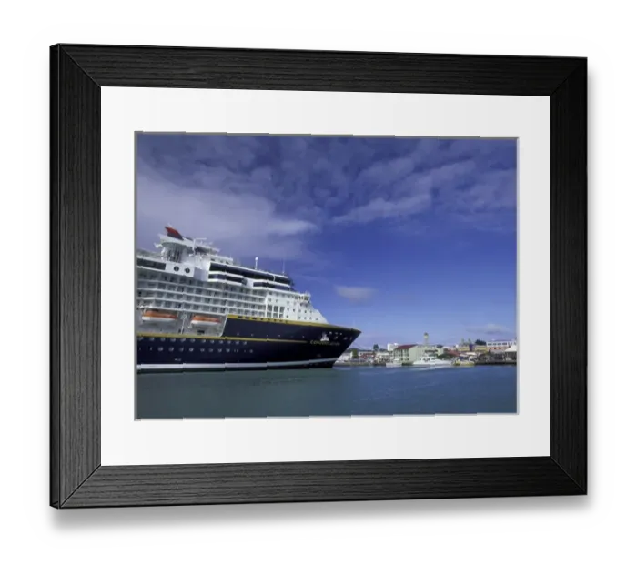 Framed Print : Caribbean, Antigua & Barbuda, Antigua, St. Johns Town view and cruiseship Framed Print : Caribbean, Antigua & Barbuda, Antigua, St. Johns Town view and cruiseship