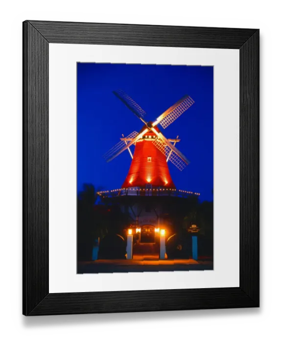 Framed Print : Caribbean, Aruba Old Mill at night