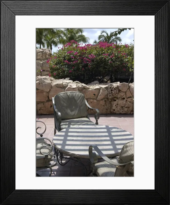 Framed Print : 01. Aruba, Palm Beach, patio at Radisson Resort