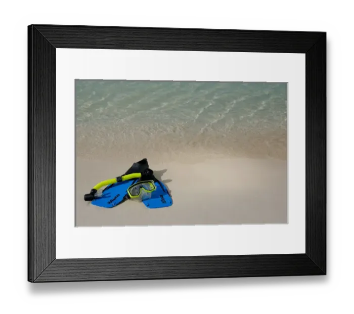 Framed Print : 01. Aruba, Renaissance Island, blue snorkeling fins and mask Framed Print : 01. Aruba, Renaissance Island, blue snorkeling fins and mask