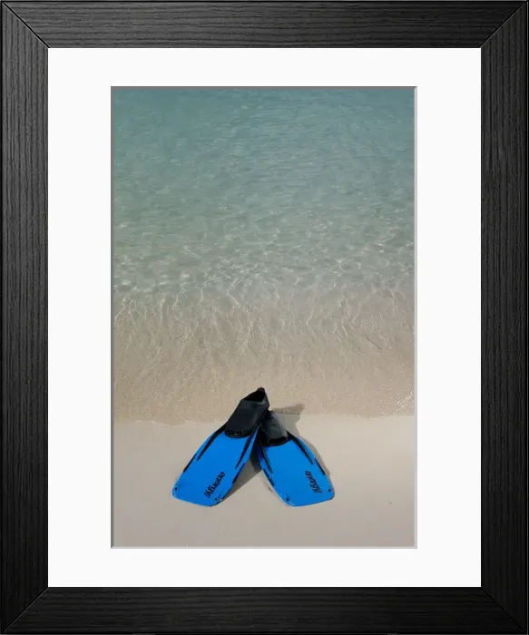 Framed Print : 01. Aruba, Renaissance Island, blue snorkeling fins