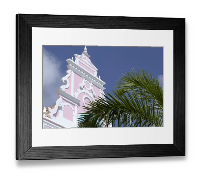 Framed Print : 01. Aruba, Oranjestad stores, dutch architecture (Editorial Usage Only)
