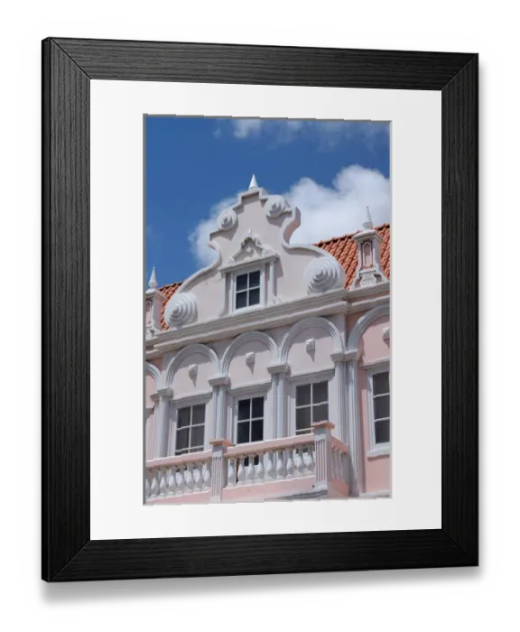 Framed Print : 01. Aruba, Oranjestad stores, dutch architecture