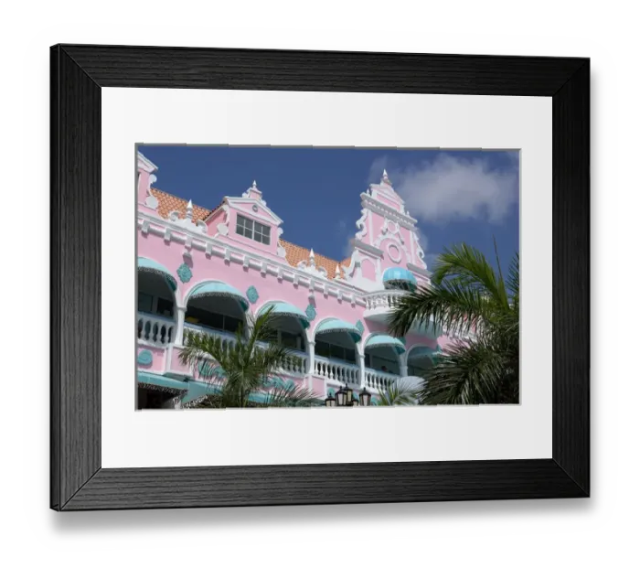 Framed Print : 01. Aruba, Oranjestad stores, dutch architecture (Editorial Usage Only)