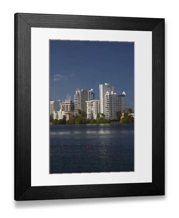 Framed Print : Puerto Rico, San Juan, Condado buildings from the Laguna Del Condado Framed Print : Puerto Rico, San Juan, Condado buildings from the Laguna Del Condado