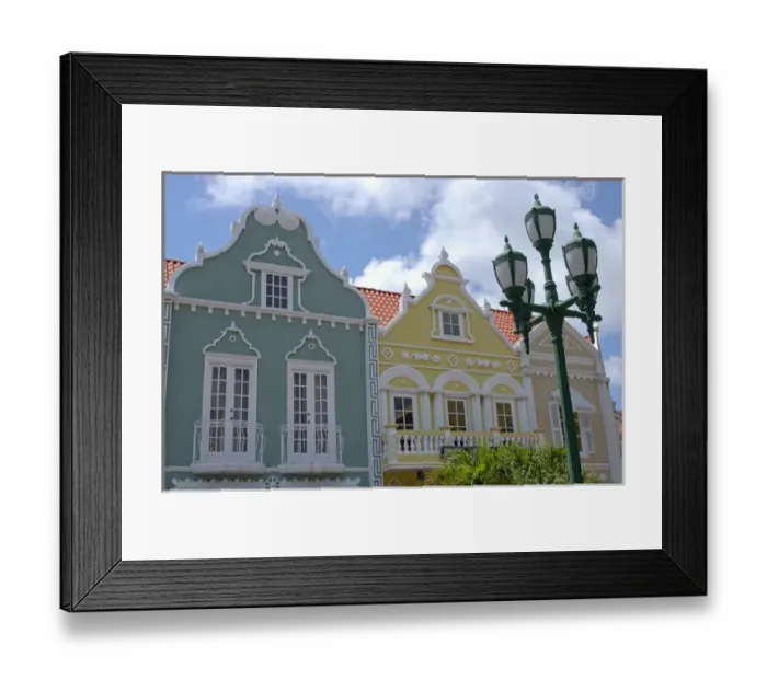 Framed Print : 01. Aruba, Oranjestad stores, dutch architecture Framed Print : 01. Aruba, Oranjestad stores, dutch architecture