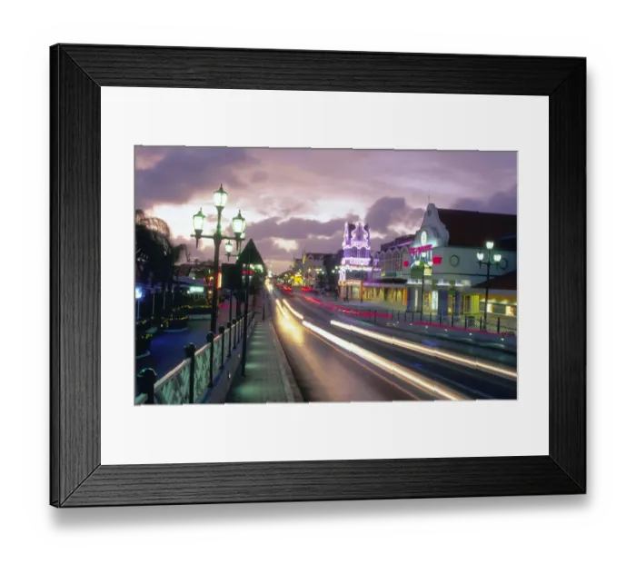 Framed Print : 01. Caribbean, Aruba, Oranjestad. Night scene