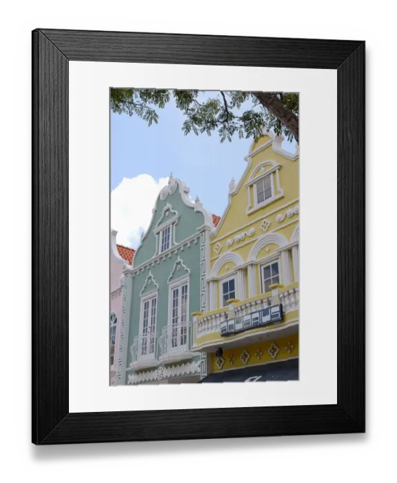 Framed Print : 01. Aruba, Oranjestad stores, dutch architecture (Editorial Usage Only) Framed Print : 01. Aruba, Oranjestad stores, dutch architecture (Editorial Usage Only)