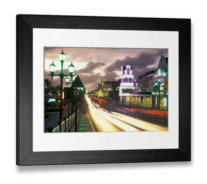 Framed Print : CARIBBEAN, Aruba, Oranjestad Downtown time exposure