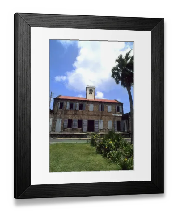 Framed Print : Old Public Library building in small remote island of Nevis Caribbean