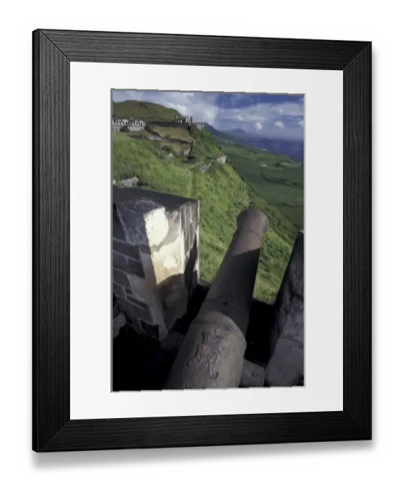 Framed Print : CARIBBEAN, St. Kitts Cannon from old brick fort aiming towrds the ocean Framed Print : CARIBBEAN, St. Kitts Cannon from old brick fort aiming towrds the ocean