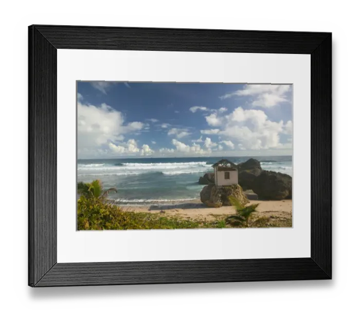 Framed Print : BARBADOS, North East Coast, Bathsheba, View of Soup Bowl Beach, Prime Barbados Surfing