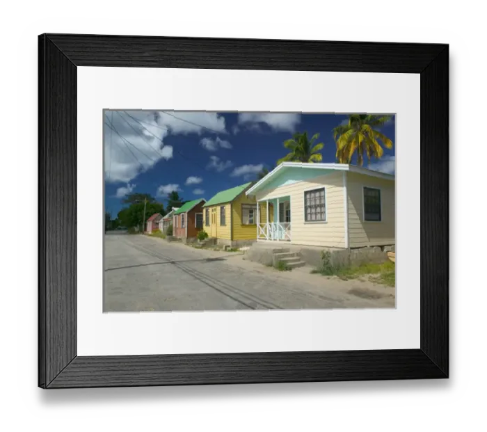 Framed Print : BARBADOS-West Coast-Six Mens: Fishermens Houses  /  Six Mens Bay