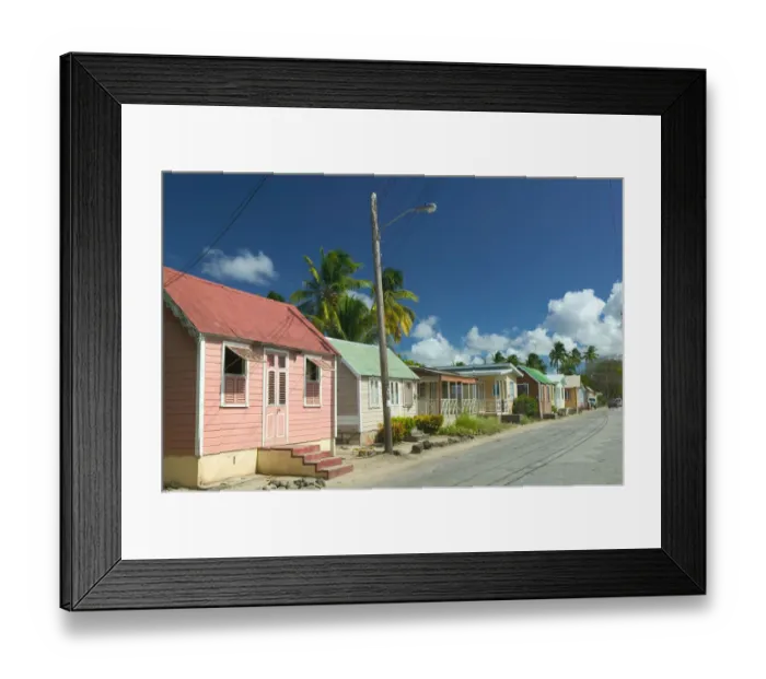 Framed Print : BARBADOS-West Coast-Six Mens: Fishermens Houses  /  Six Mens Bay