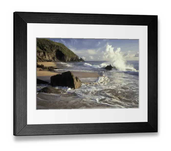 Framed Print : Caribbean, St. Kitts Southeast peninsula, view of Atlantic Beach Framed Print : Caribbean, St. Kitts Southeast peninsula, view of Atlantic Beach