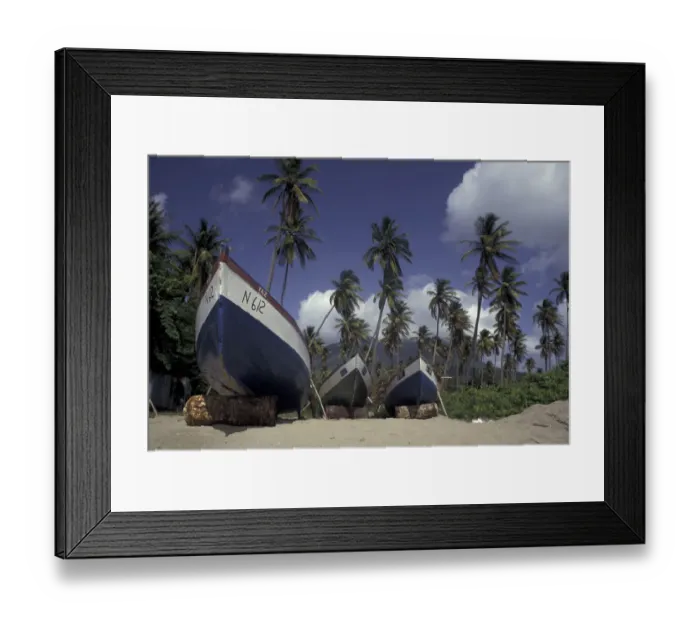 Framed Print : Caribbean, Nevis Boats on Pinney Beach