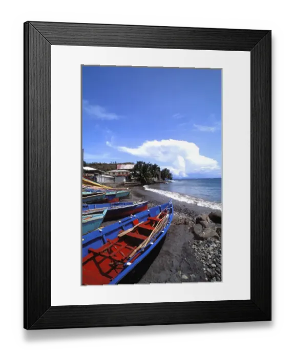 Framed Print : Colorful Boats of Choiseul St Lucia Framed Print : Colorful Boats of Choiseul St Lucia