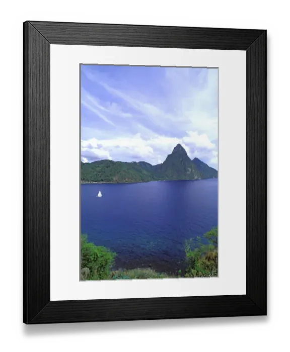 Framed Print : Famous Two Pittons Bay Soufriere St Lucia Framed Print : Famous Two Pittons Bay Soufriere St Lucia