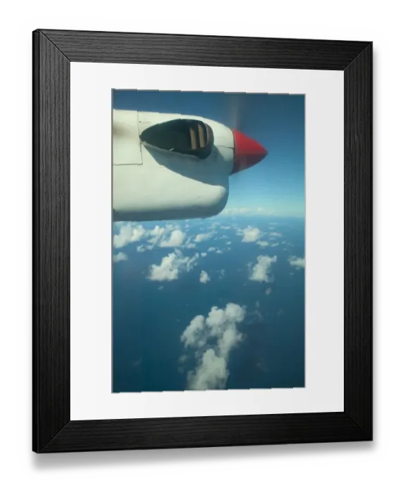 Framed Print : CARIBBEAN Region- Aerial: Propeller Airliner View of Caribbean Sea