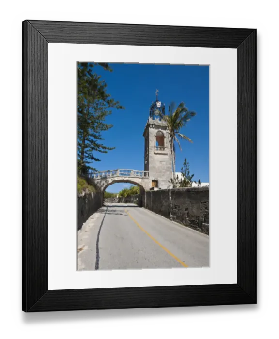 Framed Print : Old tower and pedestrian bridge near Flatts Village, Bermuda Framed Print : Old tower and pedestrian bridge near Flatts Village, Bermuda