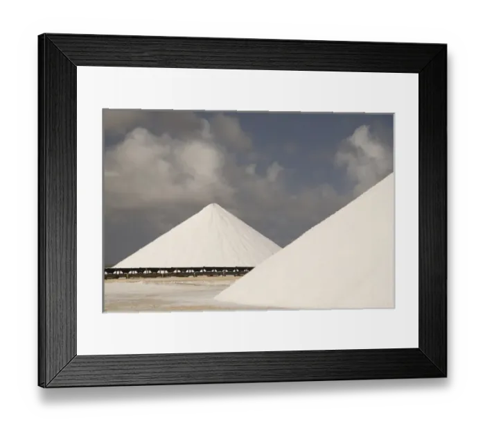 Framed Print : Caribbean, Netherlands Antilles, Bonaire, Lacre Point. Cones of crystallized salt
