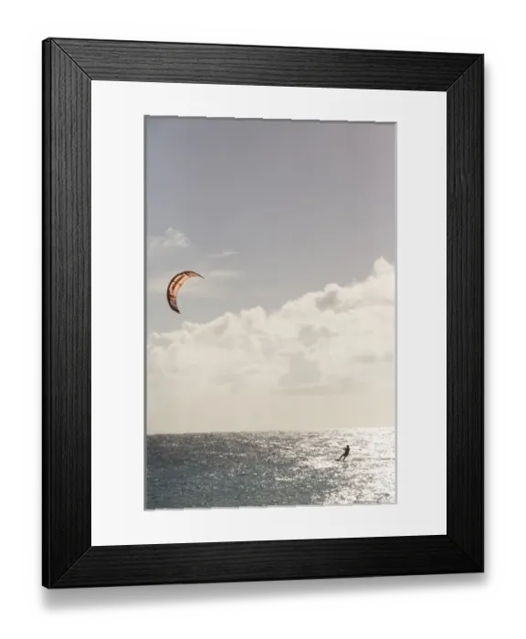 Framed Print : Caribbean, Netherlands Antilles, Bonaire. Kite-surfer Framed Print : Caribbean, Netherlands Antilles, Bonaire. Kite-surfer