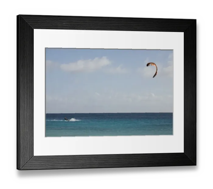 Framed Print : Caribbean, Netherlands Antilles, Bonaire. Kite-surfer on the Caribbean Sea Framed Print : Caribbean, Netherlands Antilles, Bonaire. Kite-surfer on the Caribbean Sea