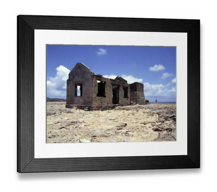 Framed Print : Bonaire. Ruins of old gold mine