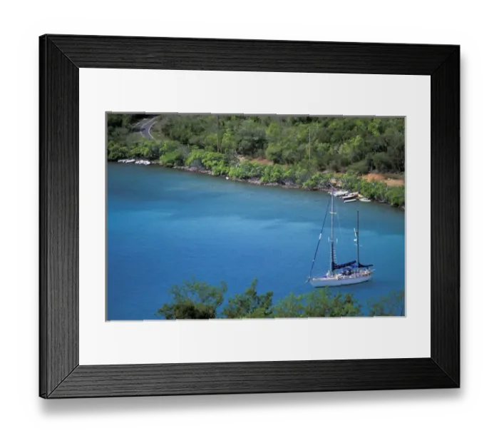 Framed Print : Caribbean, US Virgin Islands, St. John, Hansen Bay. Secluded yatch mooring
