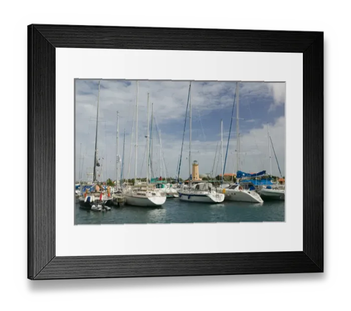 Framed Print : ABC Islands - BONAIRE - Noord Di Salina: Marina & Lighthouse
