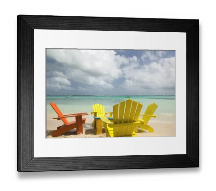 Framed Print : ABC Islands - BONAIRE - Sorobon Beach: Beach Chairs