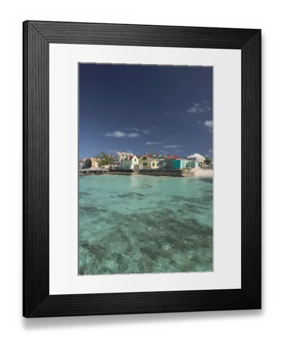 Framed Print : Caribbean, TURKS & CAICOS-Grand Turk Island-Cockburn Town: Front Street Buildings