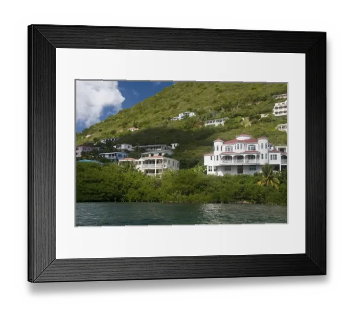 Framed Print : UK, BVI, Tortola. Waterfront homes in BVI Framed Print : UK, BVI, Tortola. Waterfront homes in BVI