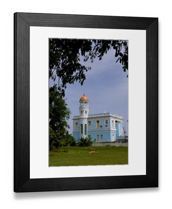 Framed Print : Beautiful blue building hotel from private home along the Malacon in Cienfuegos Cuba