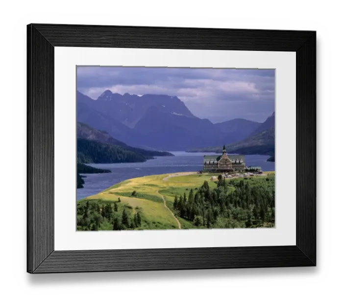 Framed Print : Canada, Alberta, Waterton Lakes NP. The Prince of Wales Hotel is located on Waterton Framed Print : Canada, Alberta, Waterton Lakes NP. The Prince of Wales Hotel is located on Waterton