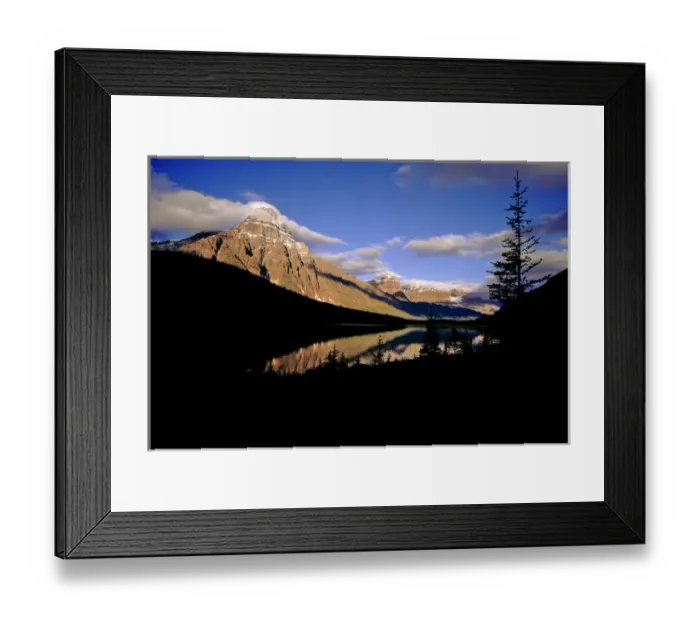 Framed Print : Canada, Alberta, Waterfowl Lakes. Waterfowl Lakes reflect the setting sun in Banff NP