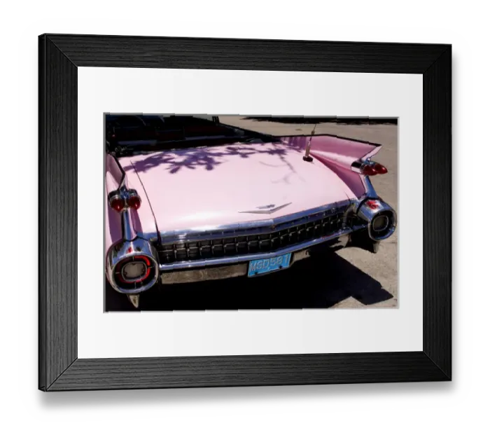 Framed Print : Classic 1959 pink Cadillac convertible on road in beautiful Varadero Beach in Valadero Framed Print : Classic 1959 pink Cadillac convertible on road in beautiful Varadero Beach in Valadero