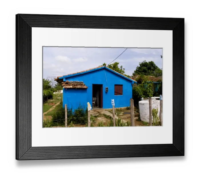 Framed Print : Local house painted blue in small village of Manaca Iznaca Estate home of the Plantation Framed Print : Local house painted blue in small village of Manaca Iznaca Estate home of the Plantation