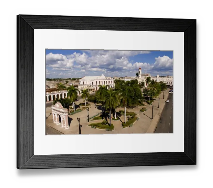 Framed Print : Aerial nbirdseye view of square in downtown ceneter of Cienfuegos Cuba Framed Print : Aerial nbirdseye view of square in downtown ceneter of Cienfuegos Cuba