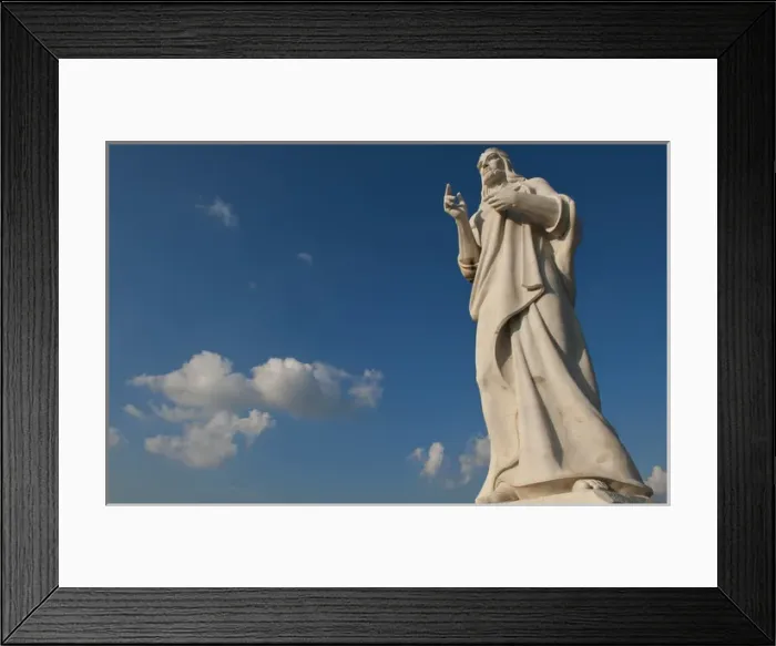 Framed Print : Close up portrait of famous Christ statue on hill overlooking Havana Habana Cuba Framed Print : Close up portrait of famous Christ statue on hill overlooking Havana Habana Cuba