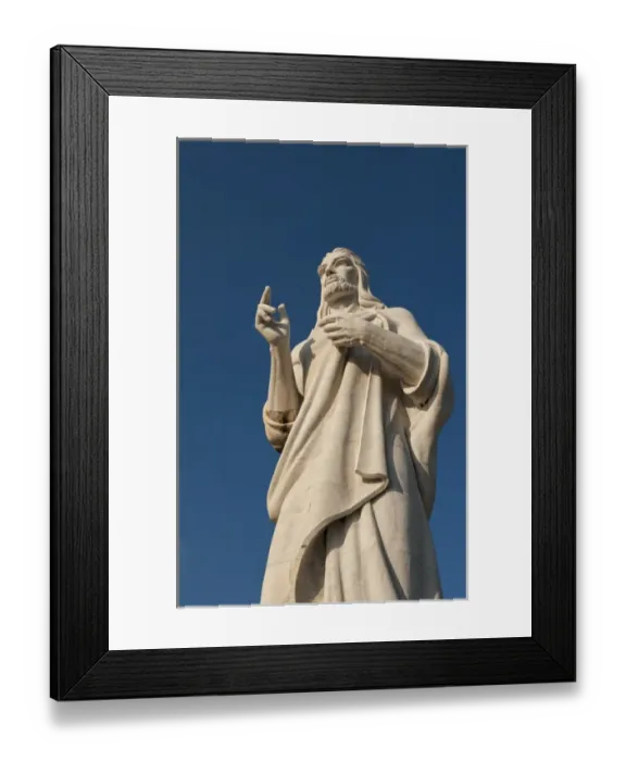 Framed Print : Close up portrait of famous Christ statue on hill overlooking Havana Habana Cuba Framed Print : Close up portrait of famous Christ statue on hill overlooking Havana Habana Cuba