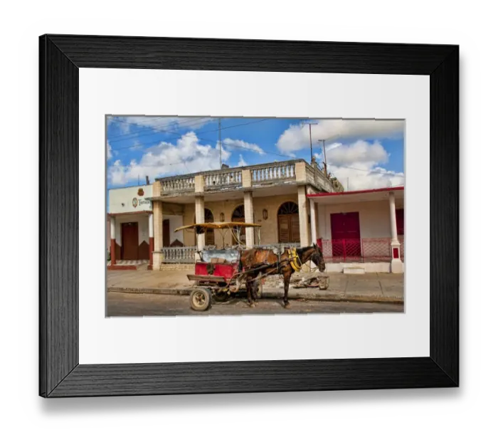 Framed Print : Horse carriage in street of Palmira in Havana Habana Cuba Framed Print : Horse carriage in street of Palmira in Havana Habana Cuba