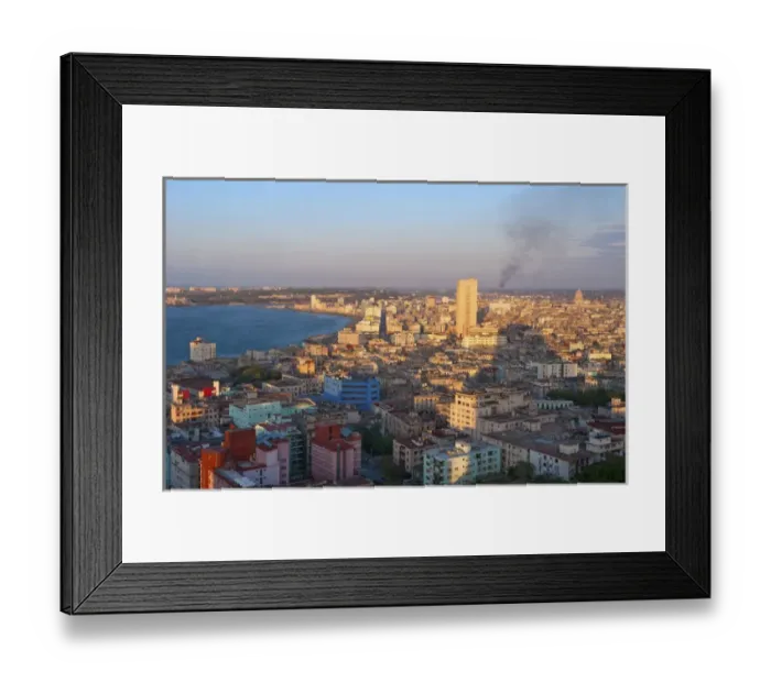 Framed Print : Aerial view panoramic of Havana downtown city at sunset night in Cuba Framed Print : Aerial view panoramic of Havana downtown city at sunset night in Cuba