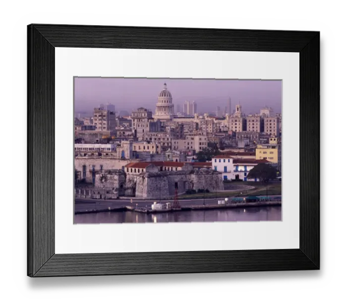 Framed Print : Cuba, old Havana, cityscape at dusk