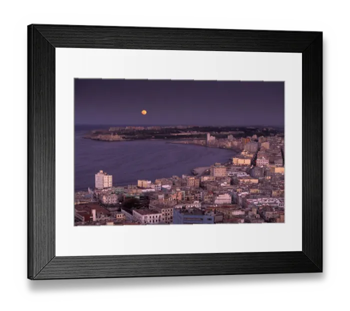Framed Print : Cuba, Moon over Old Havana Framed Print : Cuba, Moon over Old Havana