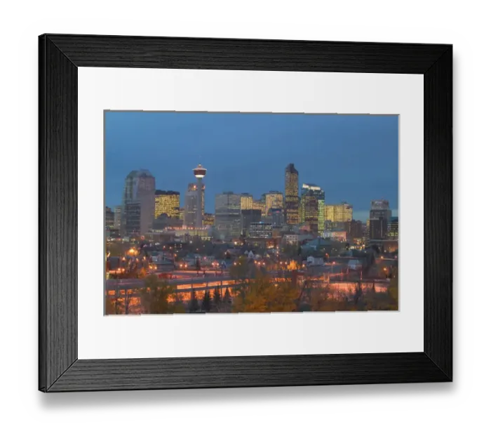 Framed Print : 02. Canada, Alberta, Calgary: City Skyline from Ramsay Area / Evening Framed Print : 02. Canada, Alberta, Calgary: City Skyline from Ramsay Area / Evening